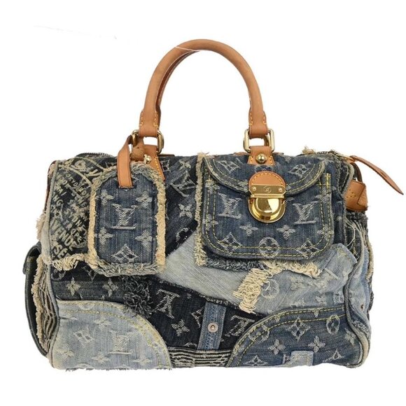 Louis Vuitton Blue Monogram Denim Patchwork Speedy 30 - Picture 1 of 10